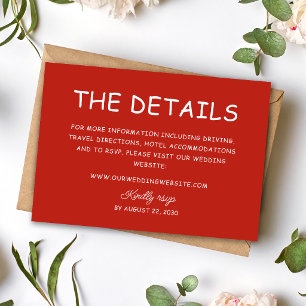 Retro Red & White Wedding Information Enclosure Card