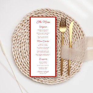 Retro Red & White Wedding Menu