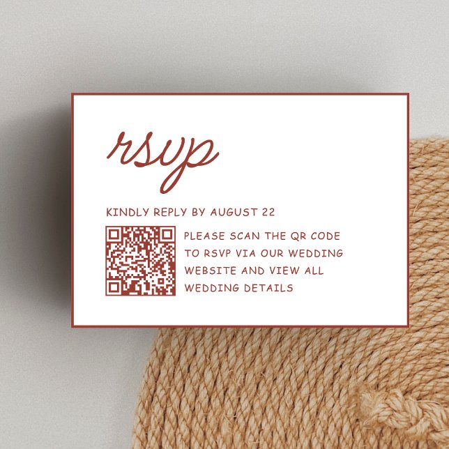 Retro Red & White Wedding QR Code RSVP Card (Retro red and white QR code RSVP cards make guest responses easy and stylish.)