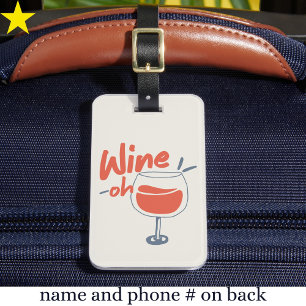 Retro Red Wine Lover Vintage Aesthetic Luggage Tag