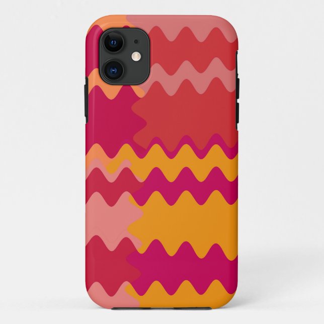 Retro Red Yellow Brown Wavy Stripes Pattern Case-Mate iPhone Case (Back)