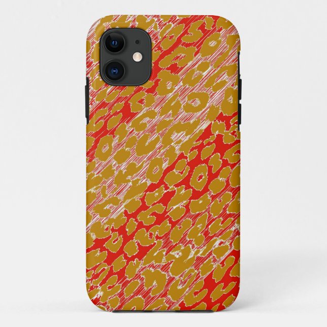Retro Red Yellow Pink Leopard Print Skin Case-Mate iPhone Case (Back)