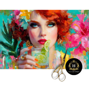 Retro Redhead Tropical Lime Cocktail Decoupage Tissue Paper