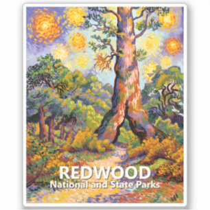 Retro Redwood Forest Colorful Wilderness Van Gogh