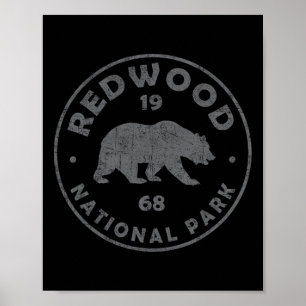 Retro Redwood National Park Women Men Kids Vintage Poster