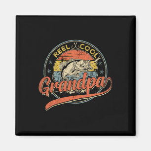 Retro Reel Cool Grandpa Fishing Fathers Day Magnet