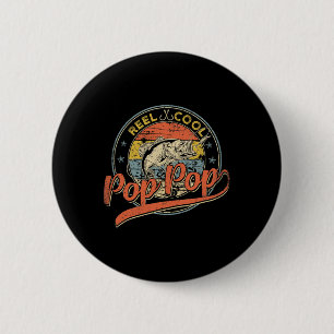 Retro Reel Cool Pop Pop Fishing Fathers Day  6 Cm Round Badge