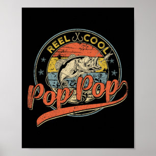 Retro Reel Cool Pop Pop Fishing Fathers Day  Poster