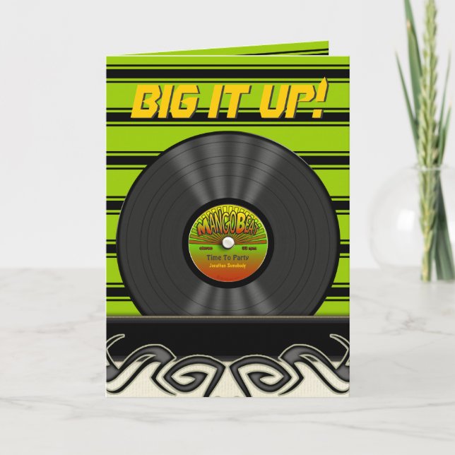 Retro Reggae Vinyl Record Personalized Cards (Front)