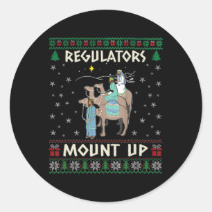 Retro Regulators Mount Up Camel Ugly Christmas Swe Classic Round Sticker
