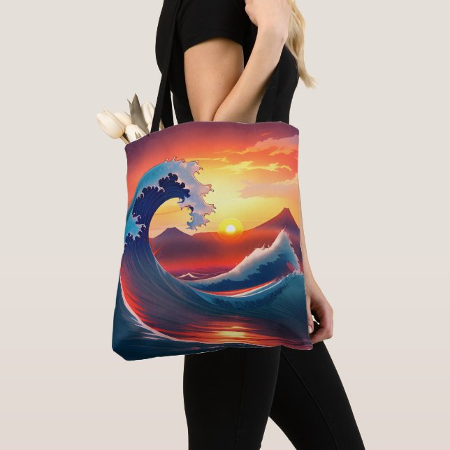 Retro Reimagining of The Great Wave Off  Tote Bag (Close Up)