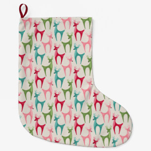 Retro Reindeer ©studioxtine Large Christmas Stocking
