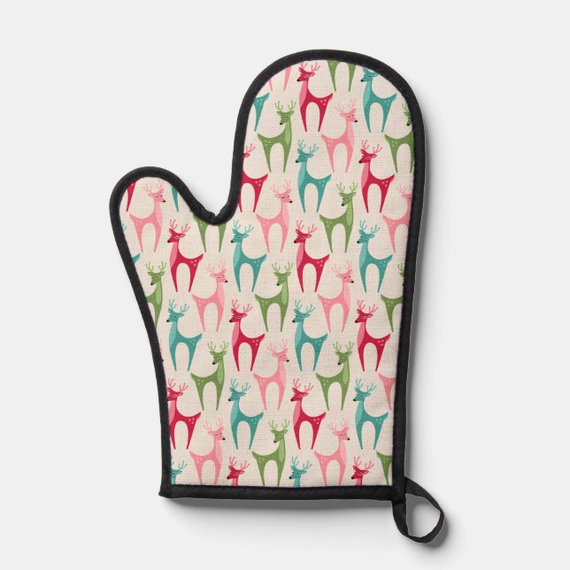 Retro Reindeer ©studioxtine Oven Mitt (Front)