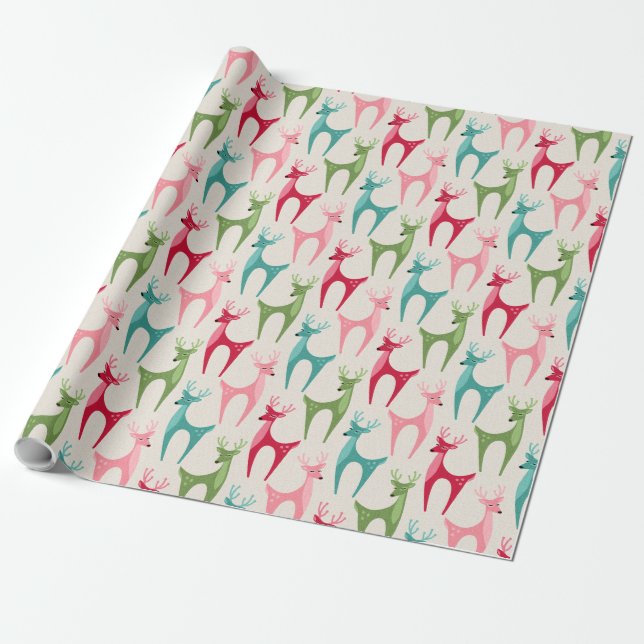 Retro Reindeer ©studioxtine Wrapping Paper (Unrolled)
