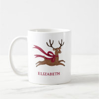 Retro Reindeer Wearing Red Scarf Vintage Style