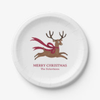 Retro Reindeer Wearing Red Scarf Vintage Style