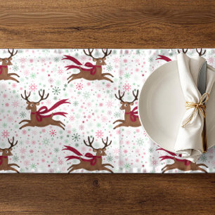 Retro Reindeer with Atomic MCM Snowflakes Short Table Runner