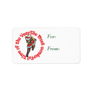 Retro Reindeer Wonderful Time Gift Tag Label