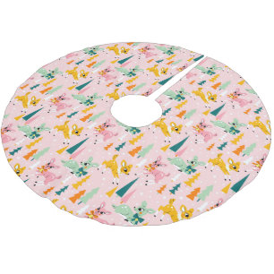 Retro Reindeer Wonderland Holiday Pattern Brushed Polyester Tree Skirt
