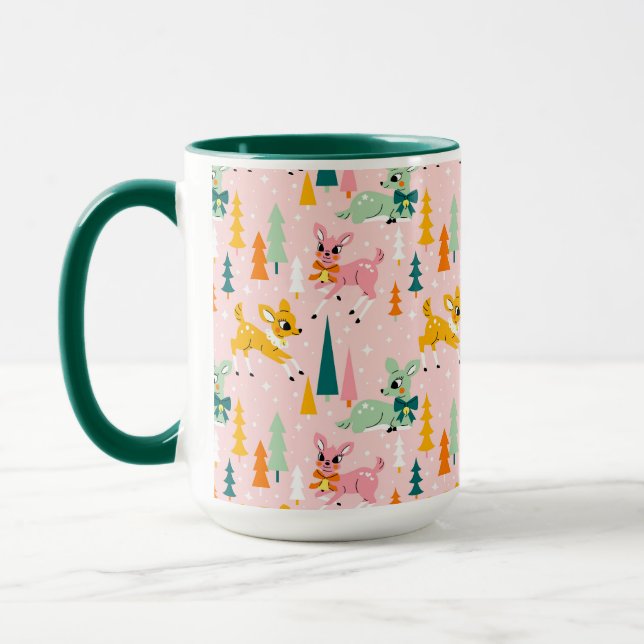 Retro Reindeer Wonderland Holiday Pattern Mug (Left)