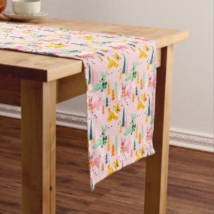 Retro Reindeer Wonderland Holiday Pattern Short Table Runner