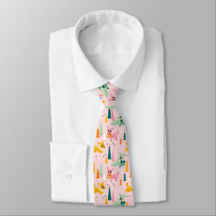 Retro Reindeer Wonderland Holiday Pattern Tie