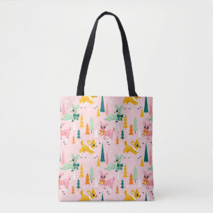 Retro Reindeer Wonderland Holiday Pattern Tote Bag