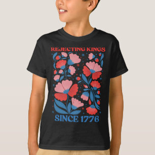 Retro Rejecting Kings Since 1776 Boho Floral Women T-Shirt