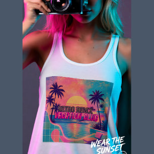 Retro Remix Neon Pastel   Vintage Tropical Sunset  Singlet