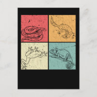 Retro Reptiles Snake Gecko Frog Chameleon