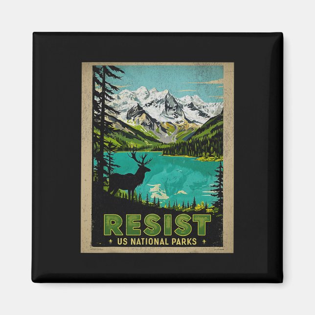 Retro Resist Alt Us National Park Service - Protes Magnet (Front)