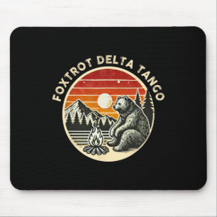 Retro Resist Bear Camping Hiking Foxtrots Deltas T Mouse Pad