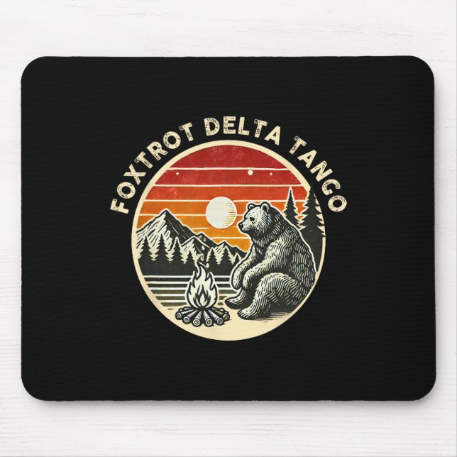 Retro Resist Bear Camping Hiking Foxtrots Deltas T Mouse Pad (Front)