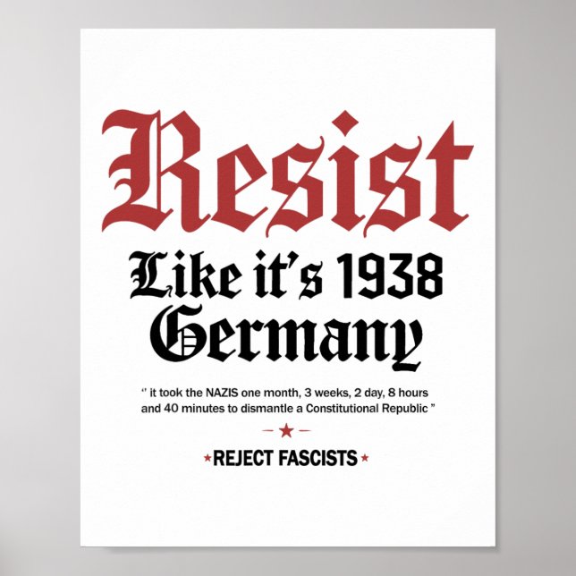 Retro Resist Like Its 1938 Germany  Poster (Front)