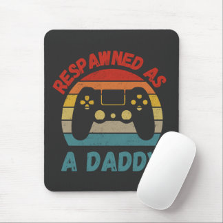 Retro Respawned as a Daddy Gamer New Dad Gamer Mouse Pad