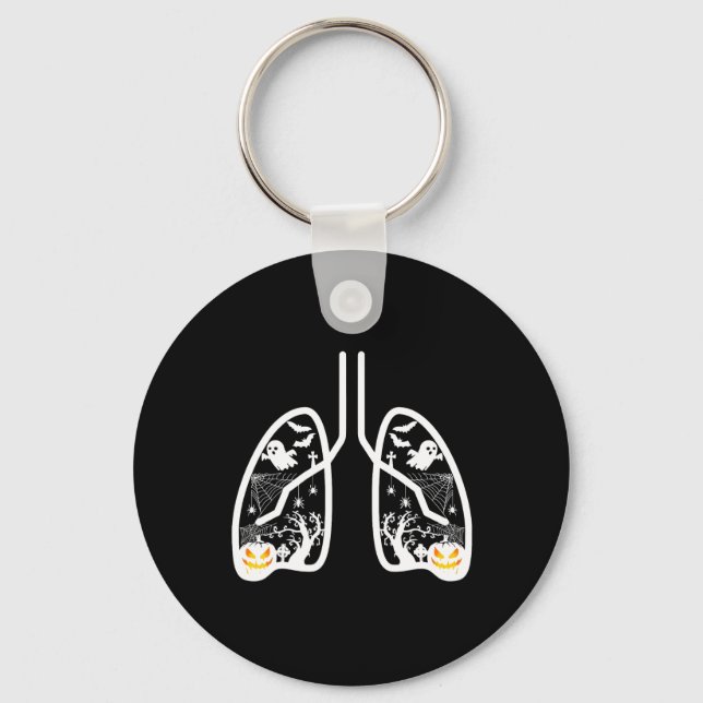 Retro Respiratory Therapist Rt Lung Ghost Pumpkin  Key Ring (Front)