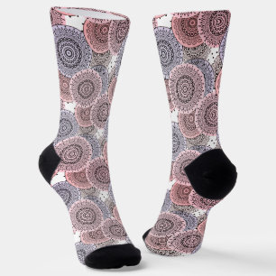Retro, retro pattern, beige , grey elegant socks