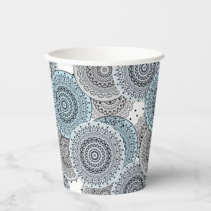 Retro, retro pattern, blue and grey,  elegant bath paper cups