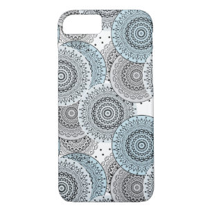 Retro, retro pattern, blue and grey, elegant Case-Mate iPhone case