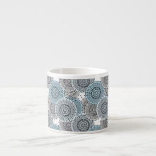 Retro, retro pattern, blue and grey,  elegant espresso cup