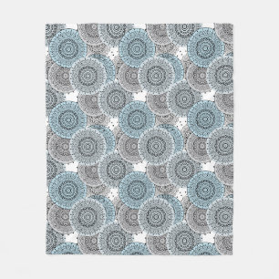 Retro, retro pattern, blue and grey, elegant fleece blanket