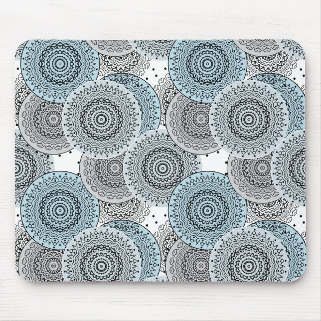 Retro, retro pattern, blue and grey,  elegant mouse pad (Front)