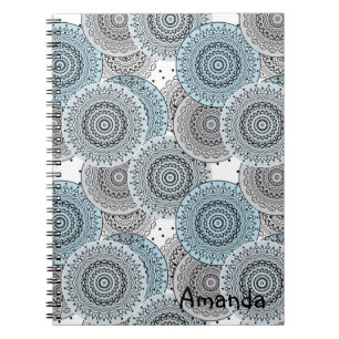 Retro, retro pattern, blue and grey, elegant notebook
