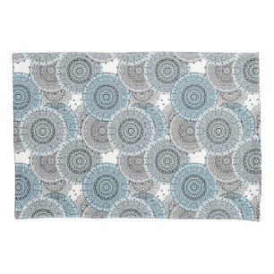Retro, retro pattern, blue and grey,  elegant pillowcase