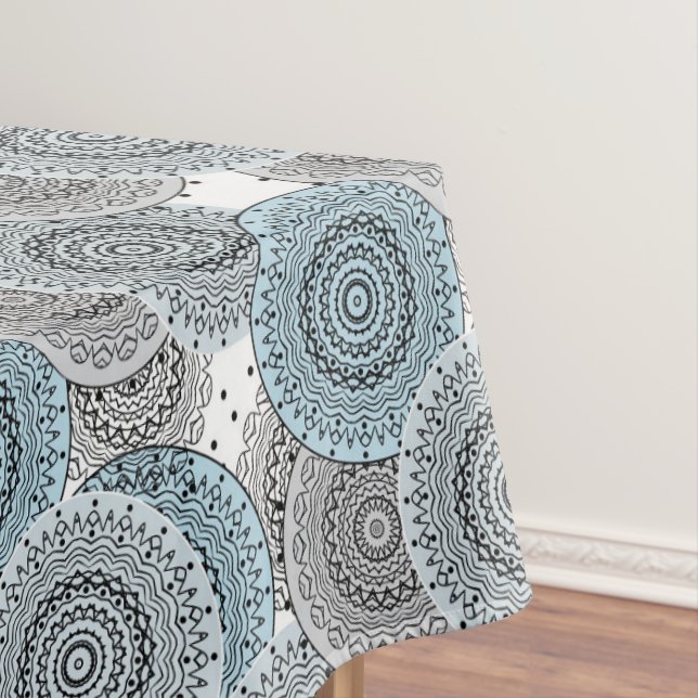 Retro, retro pattern, blue and grey,  elegant tablecloth (In Situ)