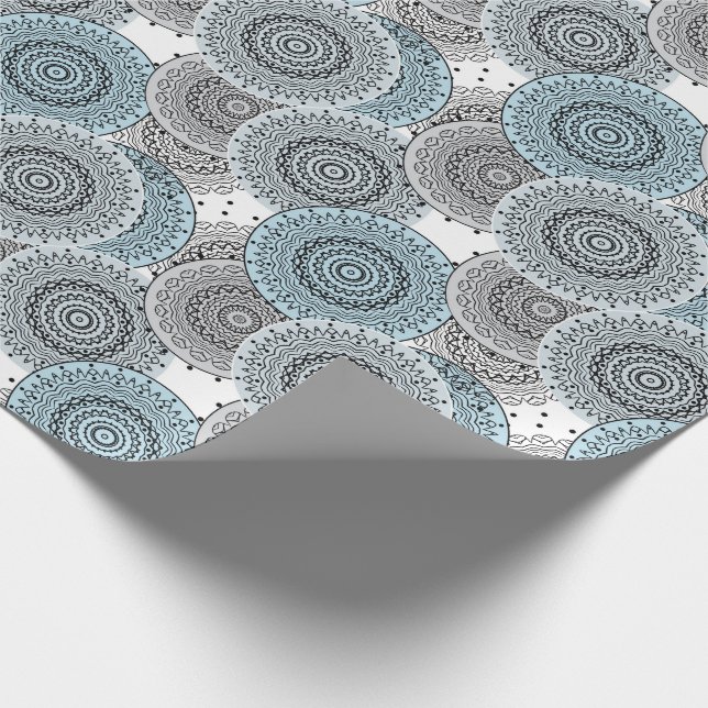 Retro, retro pattern, blue and grey,  elegant wrapping paper (Corner)