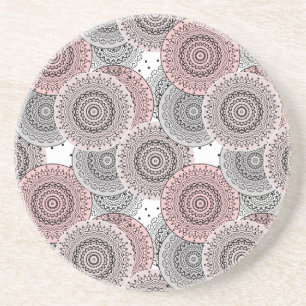 Retro, retro pattern, blue and pink, elegant coaster