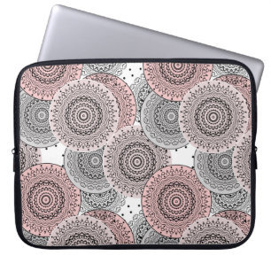 Retro, retro pattern, blue and pink, elegant laptop sleeve