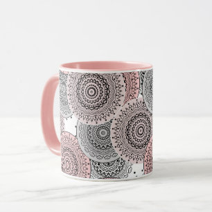 Retro, retro pattern, blue and pink, elegant mug