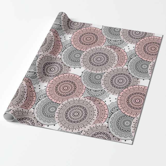 Retro, retro pattern, blue and pink,  elegant wrapping paper (Unrolled)